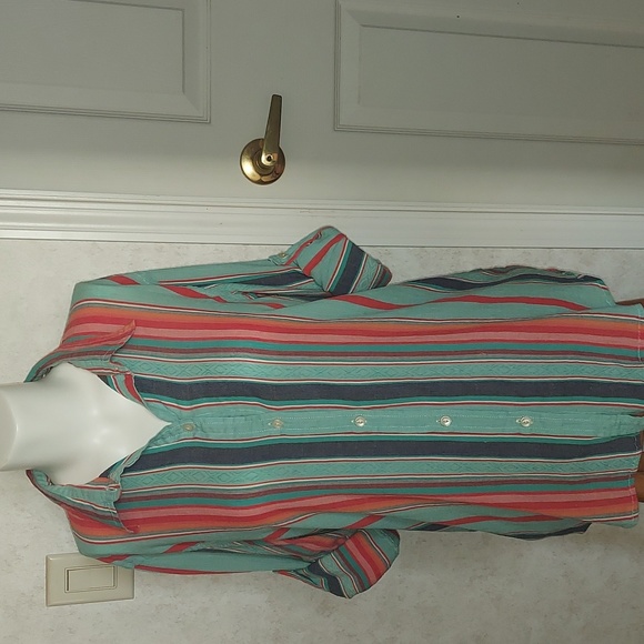 LRL Lauren Jeans Co Ralph Lauren Multi-colored Stripes Down Long-sleeves Size XL - Picture 5 of 13